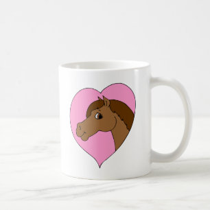 Caneca De Café Tema da Equina de Pôr do Coração Rosa Feliz