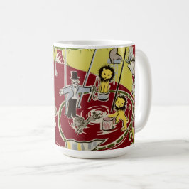 Caneca De Café Tema de Animais de Circo Retrô Vintage