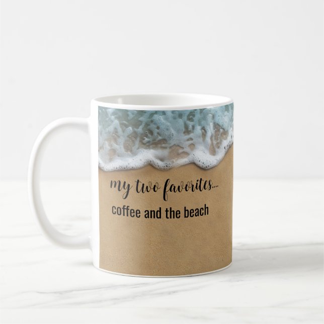 Caneca De Café Tema de Café e Praia Costeira (Esquerda)