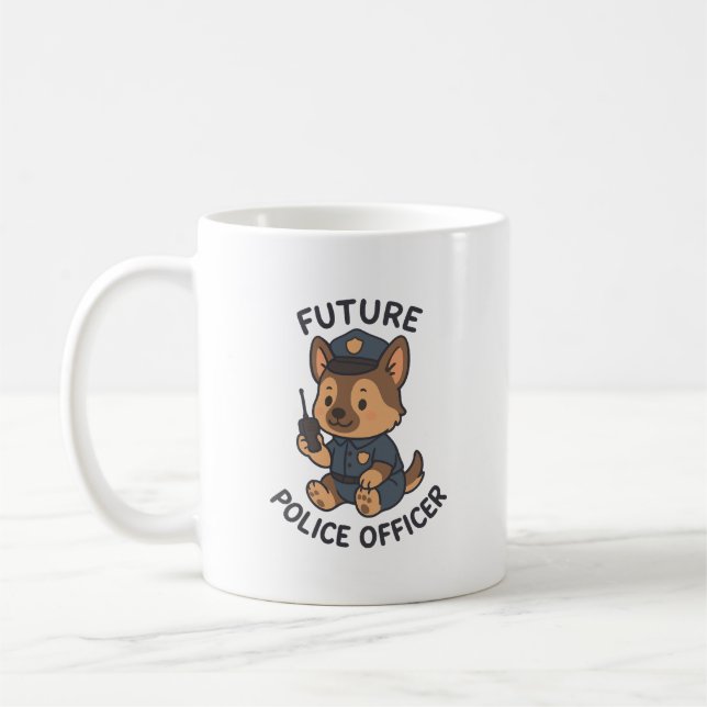 Caneca De Café Tema de Futuro Agente de Polícia Cachorro Fofo (Esquerda)