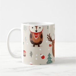 Caneca De Café Tema de Natal Festivo Padrão Woodland
