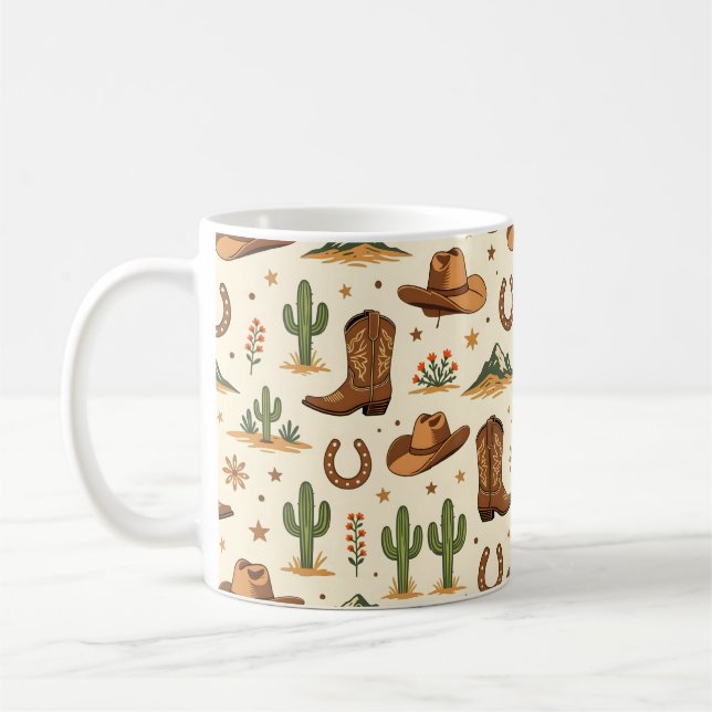 Caneca De Café Tema de país ocidental com cacto (Esquerda)