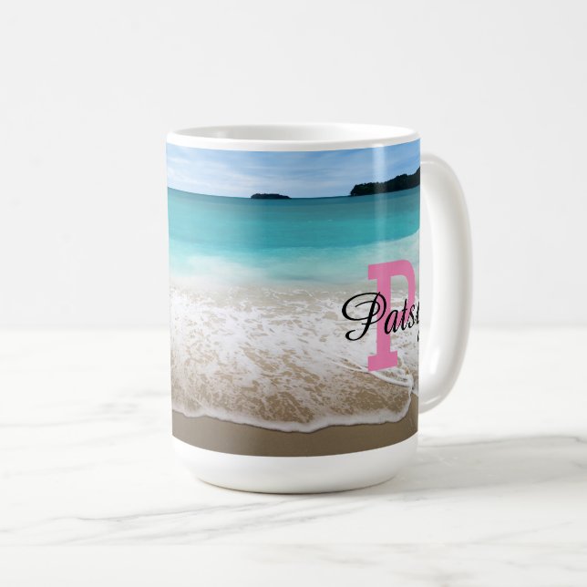 Caneca De Café Tema de praia personalizado (Frente Esquerda)