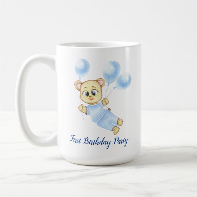 Caneca De Café Tema de Urso Fofo para Festa de Aniversário de Men (Esquerda)