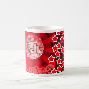 Caneca De Café Tema do Partido do Disco Vermelho com Estrelas e B