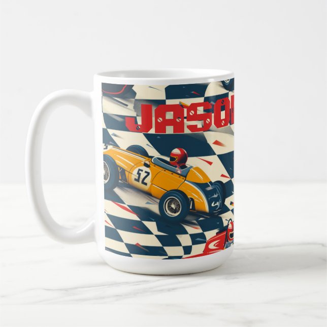 Caneca de café temática de carro de corrida (Esquerda)
