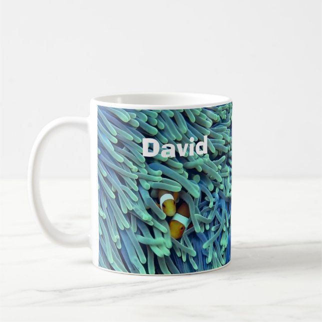 Caneca de café temática do mar com peixe-palhaço (Esquerda)