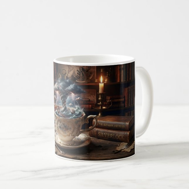 Caneca De Café Tempestade Em Um Copo D'Água (Frente Esquerda)