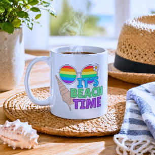 Caneca De Café Tempo Colorido na Praia