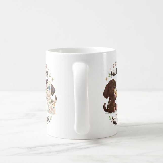 Caneca De Café tempo de leite de cachorrinhos  (Alça)