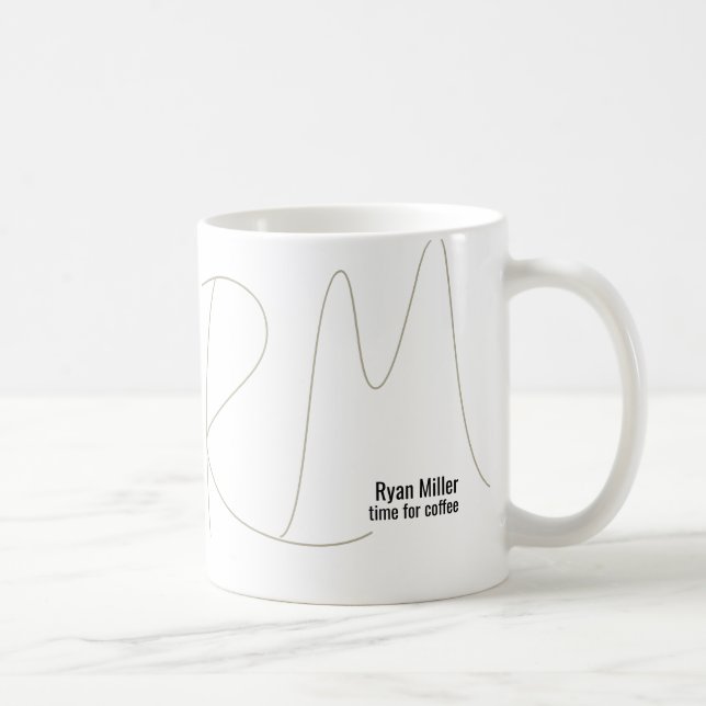 Caneca De Café Tempo para monograma de script fino de café (Direita)