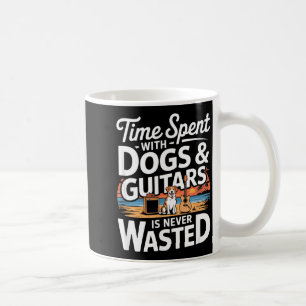 Caneca De Café Tempo Passado Com Cães E Guitarras Nunca É Perdido
