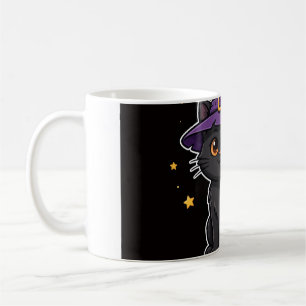 Caneca De Café Temporada Assustadora Gato Preto Chapéu de Bruxa