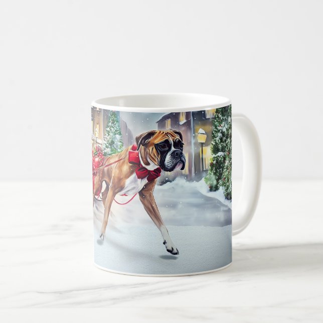 Caneca De Café Temporada Festiva de Natal do Boxer (Frente Esquerda)
