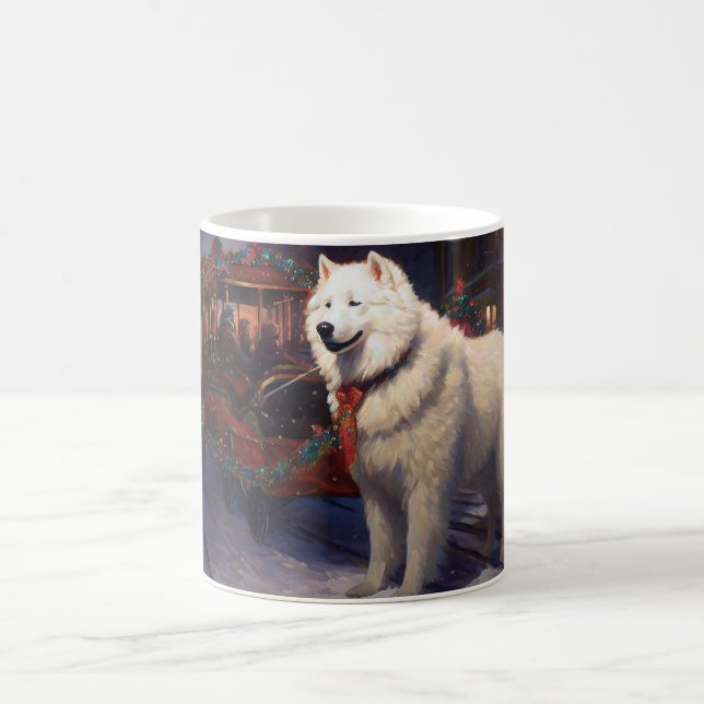 Caneca De Café Temporada Festiva de Natal Samoyed (Centro)