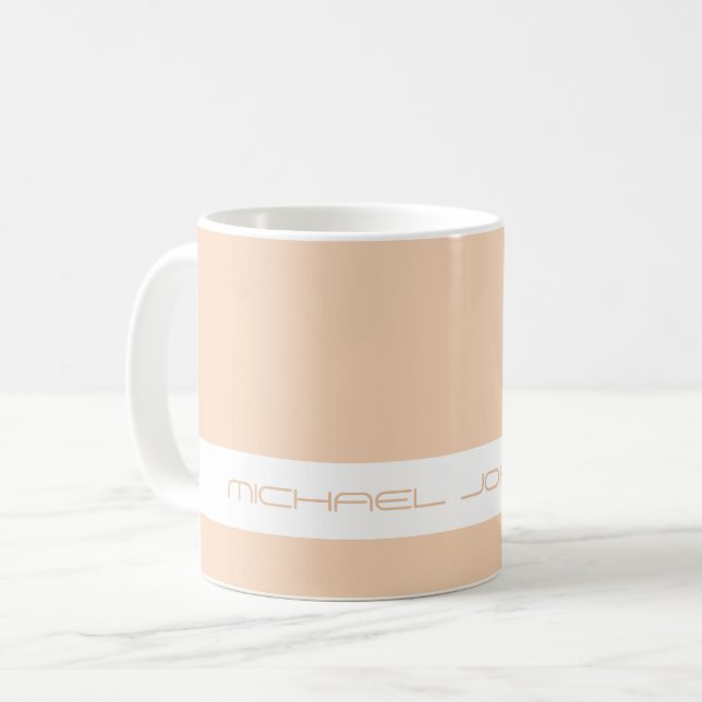 Caneca De Café Tendência Cor Peach Blush - Nome Futurístico Mug (Frente Esquerda)