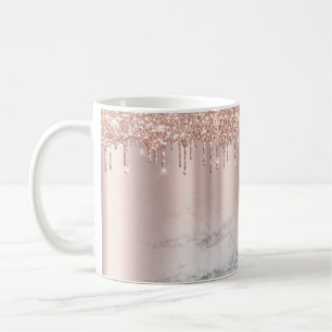 Caneca De Café Tendência Rosa Dourada Glitter Drivers Chic Marbl