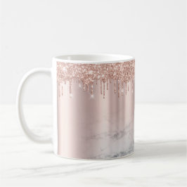 Caneca De Café Tendência Rosa Dourada Glitter Drivers Chic Marble