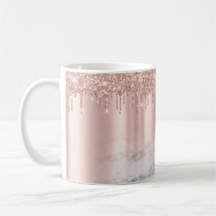 Caneca De Café Tendência Rosa Dourada Glitter Drivers Chic Marble