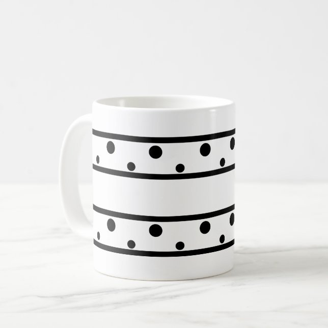 Caneca De Café Tendy Black Bolinhas (Frente Esquerda)