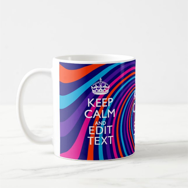 Caneca De Café Tenha calma dizendo em espiral multicolorido (Esquerda)