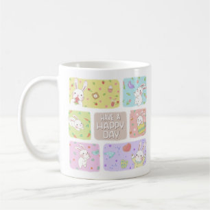 Caneca De Café Tenha Um Feliz Dia: Óptica Ilustração De Coelhinho