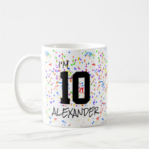 Caneca De Café Tenho 10 Adicione nome e foto Confetti Birthday Ca