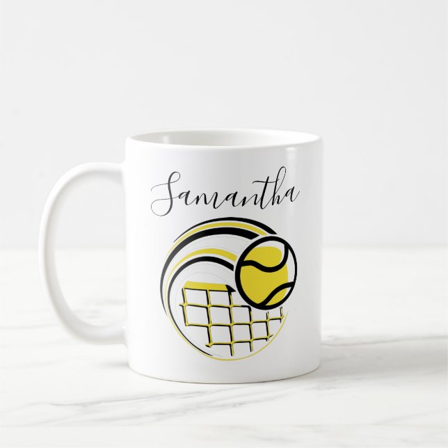 Caneca De Café Tênis Ball Voando Sobre O Esporte Personalizado Lí (Esquerda)