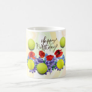 Caneca De Café Tênis com muitas flores para o aniversário