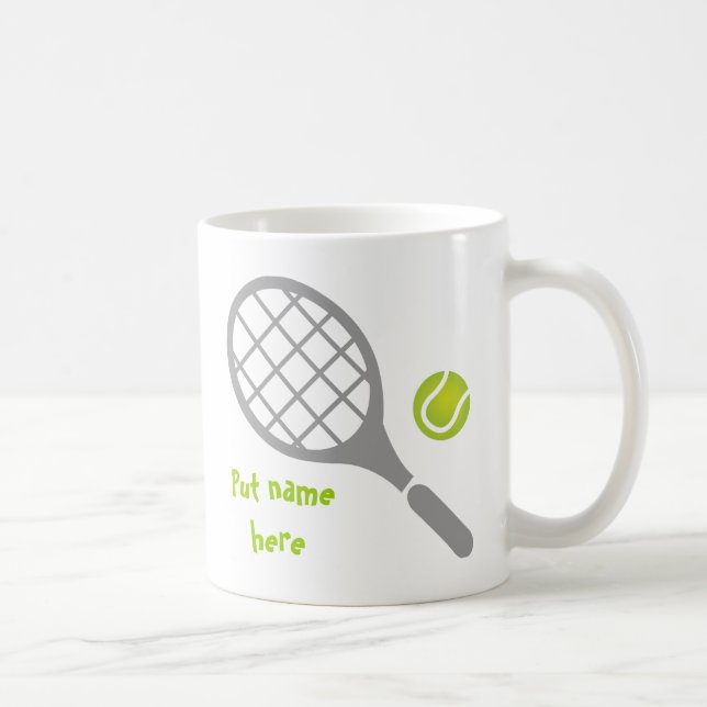 Caneca De Café Tênis racket e bola personalizados (Direita)