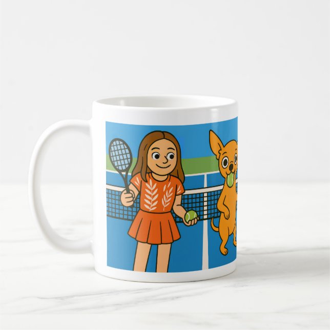 Caneca De Café Tennis with a woman and a chihuhua (Esquerda)