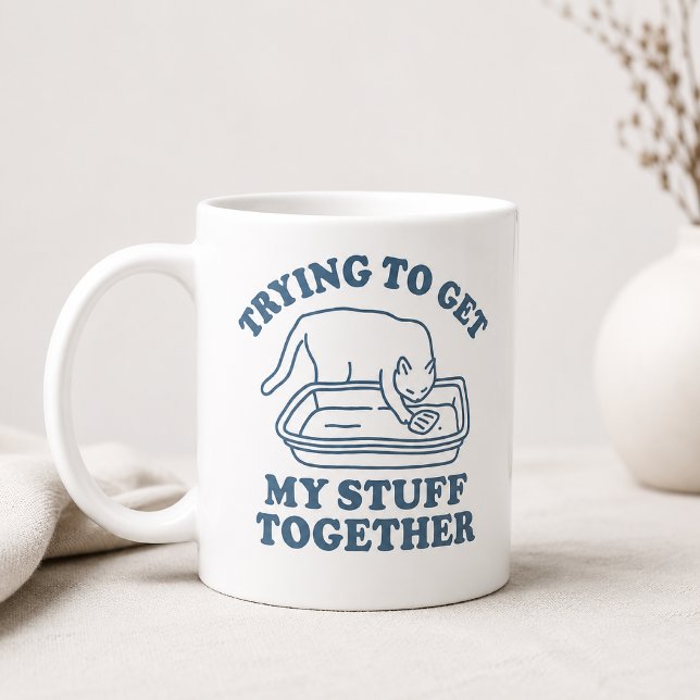 Caneca De Café Tentando Organizar Minhas Coisas Gato (Criador carregado)