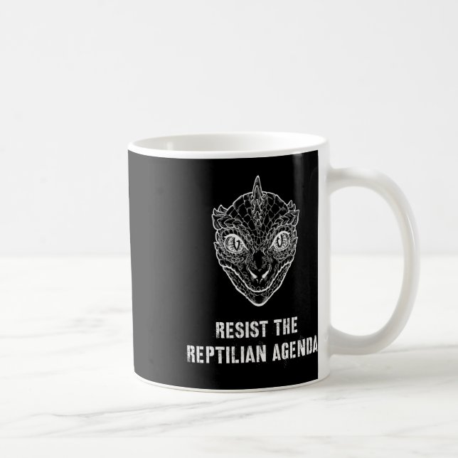 Caneca De Café Teoria Da Conspiração Resistiu À Agenda Reptiliana (Direita)