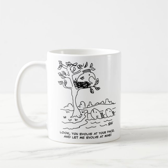 Caneca De Café Teoria da Evolução. Peixe num ninho (Esquerda)