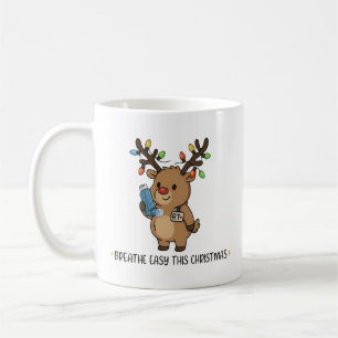 Caneca De Café Terapeuta Respiratório Rena de Natal Inalador