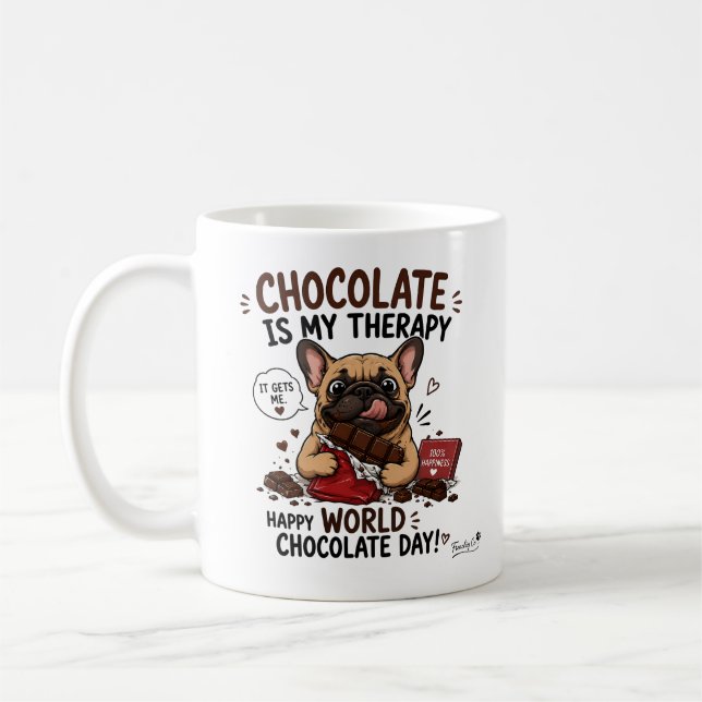 Caneca De Café Terapia de Chocolate French Bulldog  (Esquerda)