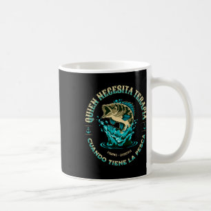 Caneca De Café Terapia de Pesca Espanhola Em Português Para Pesca