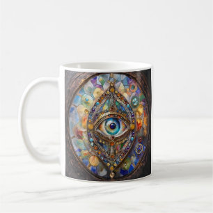 Caneca De Café Terceiro Olho em Vidro Colorido e Bronze