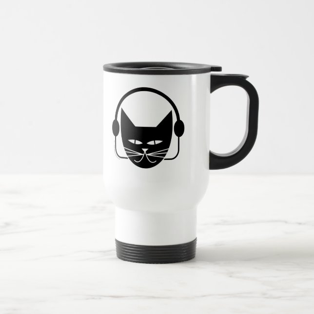 Caneca de café térmica de FM do gato preto (Direita)