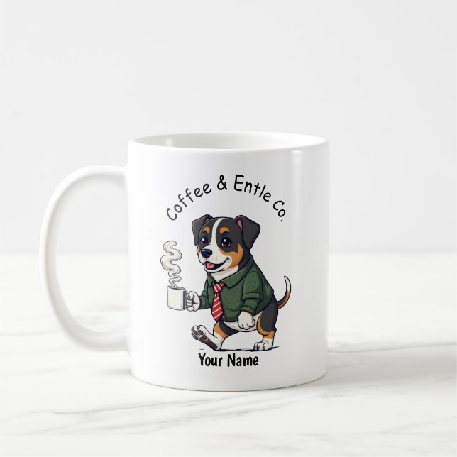 Caneca De Café Terno de Negócios da Montanha Entlebucher Engraçad (Esquerda)