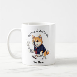 Caneca De Café Terno de Negócios de cachorro Akita engraçado Café