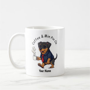 Caneca De Café Terno de Negócios de Cachorro Engraçado Pinscher M