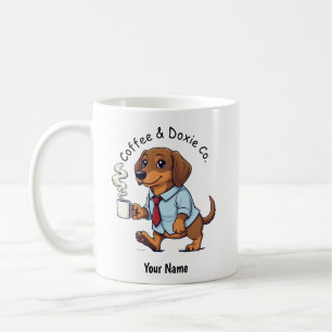 Caneca De Café Terno de Negócios de Dachshund Engraçado Café