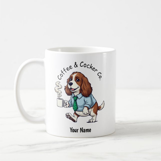 Caneca De Café Terno de Negócios Engraçado do Cocker Spaniel Ingl (Esquerda)