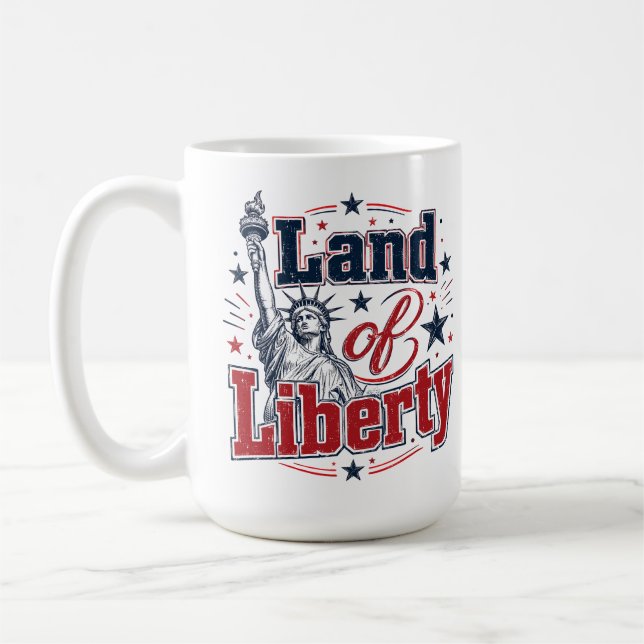 Caneca De Café Terra da Liberdade – Patriótico 4 de Julho (Esquerda)
