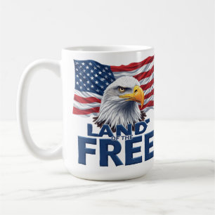 Caneca De Café Terra dos Livres, Bandeira Americana Patriótica