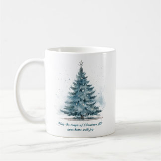 Caneca De Café Terra Maravilha do Inverno Elegante Azul e Prata