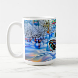 Caneca De Café Terra Maravilha Surreal de inverno com Luzes Iride