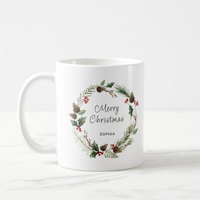 Caneca De Café Terra Moderna e Feliz Natal Personalizado (Esquerda)