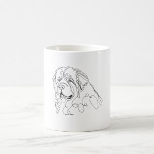 Caneca De Café Terra Nova Desenhada à Mão em Arte de Linha Minima